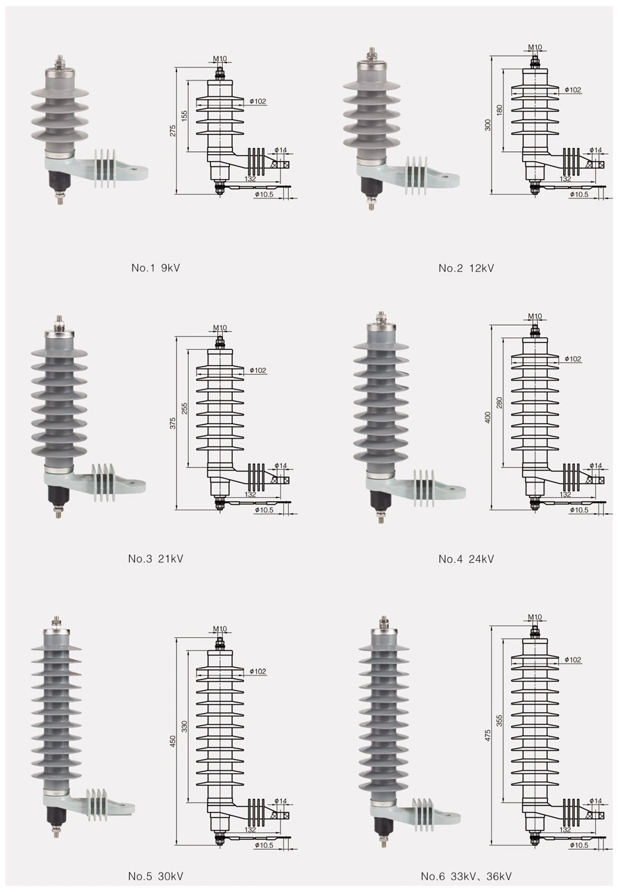 33kv High Voltage Polymer Lightning Arrester In Transformer
